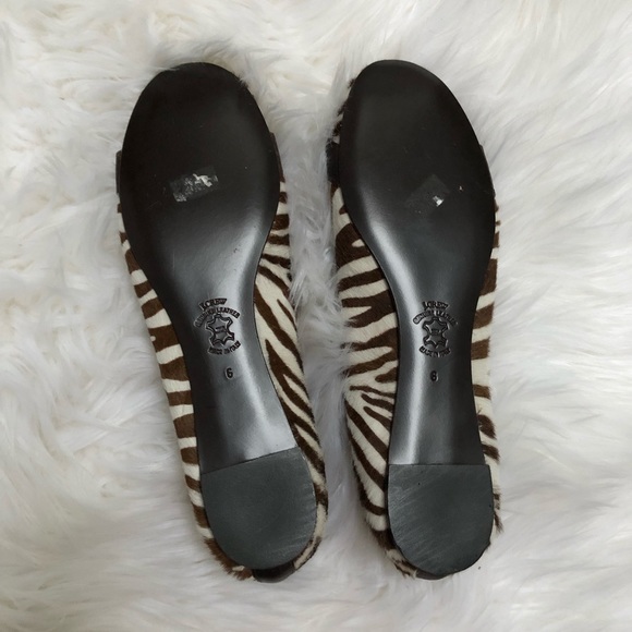 J Crew Abbey Mohair Zebra Print Ballet Flats Sz 6 - Picture 5 of 7
